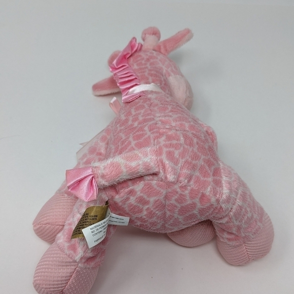 First & Main Baby Giraffe Pink Jingles 9" Waffle Rattle Plush Toy - Picture 3 of 7